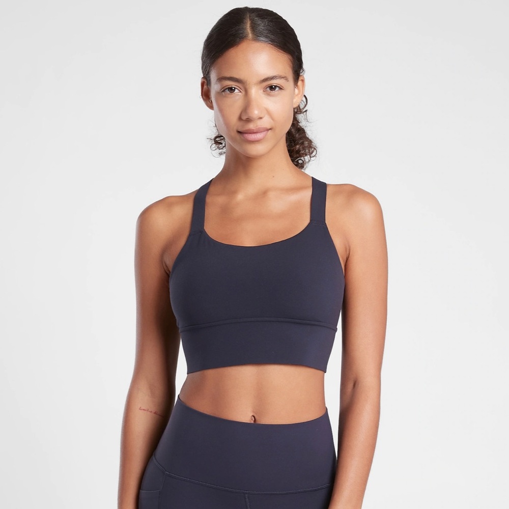 Athleta Warrior Longline bra size small Navy